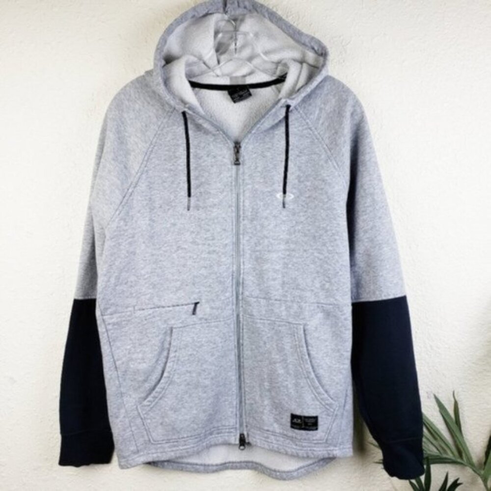 Oakley Full Zip Sweatshirt Fleece Hoodie Contrast Sleeve Panels size S